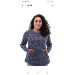 NWT Sz M Aventura Women's Navy & White Bexlie Knit Top / Sweater Kangaroo Pocket